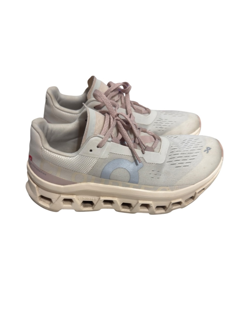 On Women's Cloudmonster Running Shoes EUC tan/pink wide width